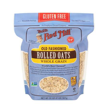 BOBS RED MILL NATURAL FOODS Bob's Red Mill Gluten Free Old Fashioned Rolled Oats 32 oz. Bag, PK4 1982S324